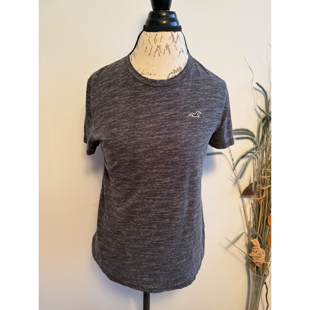 Hollister Must Have Collection Charcoal Gray Marl Cotton Logo T-Shirt Mens‎ S